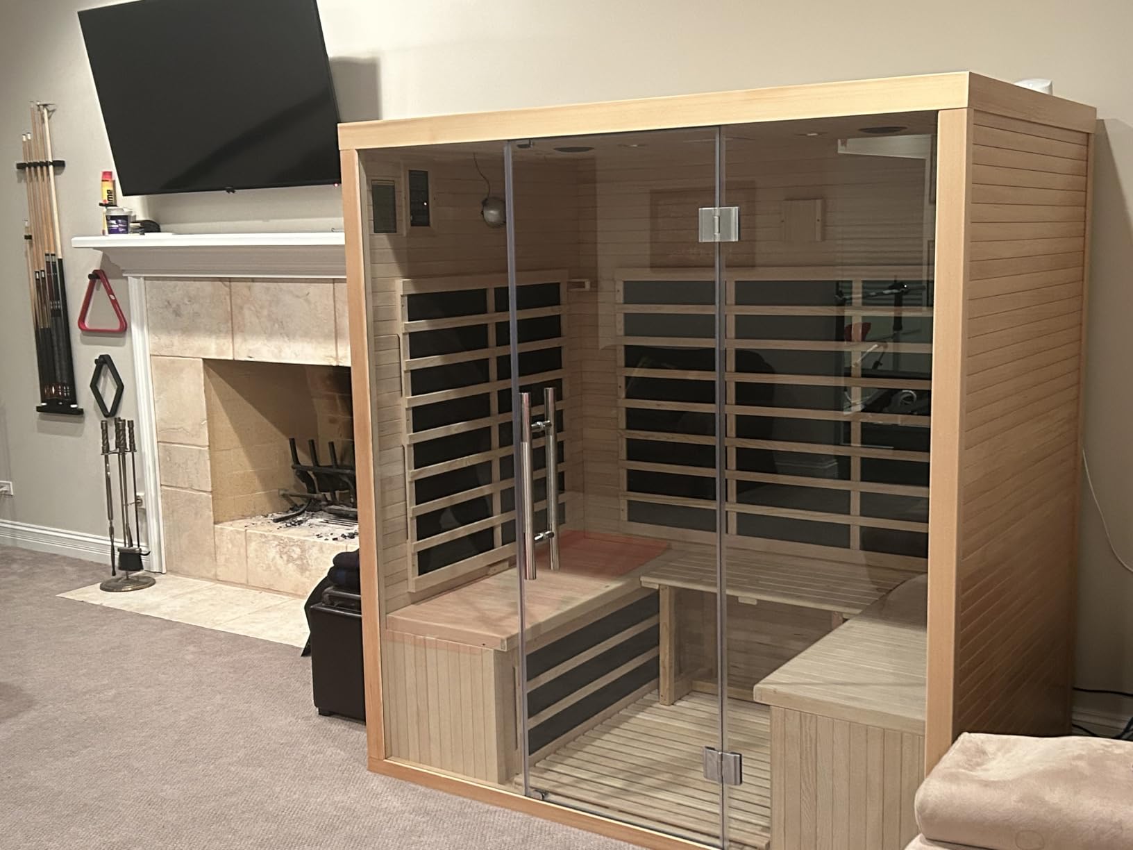 1 Person Low EMF Far Infrared Sauna, Natural Spruce Wood Compact Home Sauna, 1200W 110V, Bluetooth & Reading Light, 6mm Tempered Glass, Small Space Personal Sauna customer photo 1