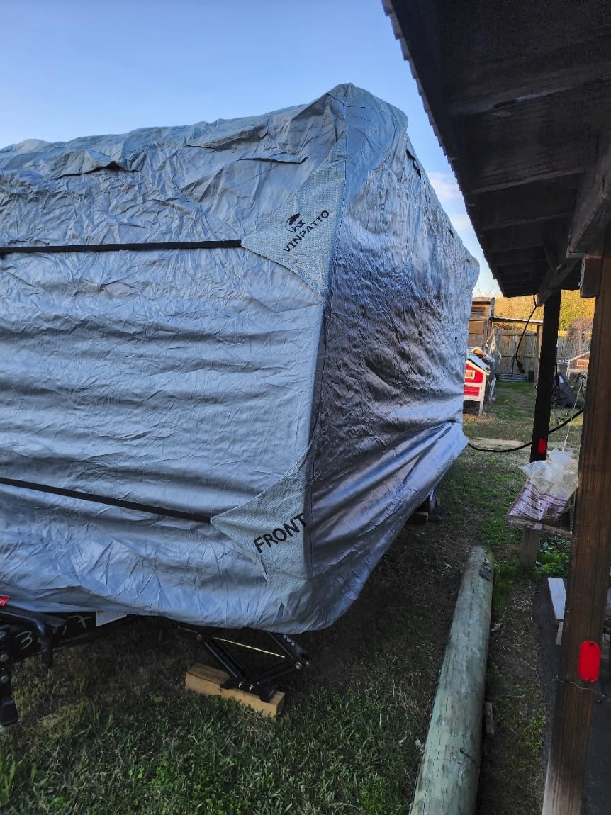 VINPATIO RV Cover 20-22ft: 7 Layers Heavy Duty RV & Trailer Cover, Travel Trailer Cover, Camper Cover, Toy Hauler Cover with Extra Windproof Straps, Tongue Jack Cover, Gutter Covers customer photo 2