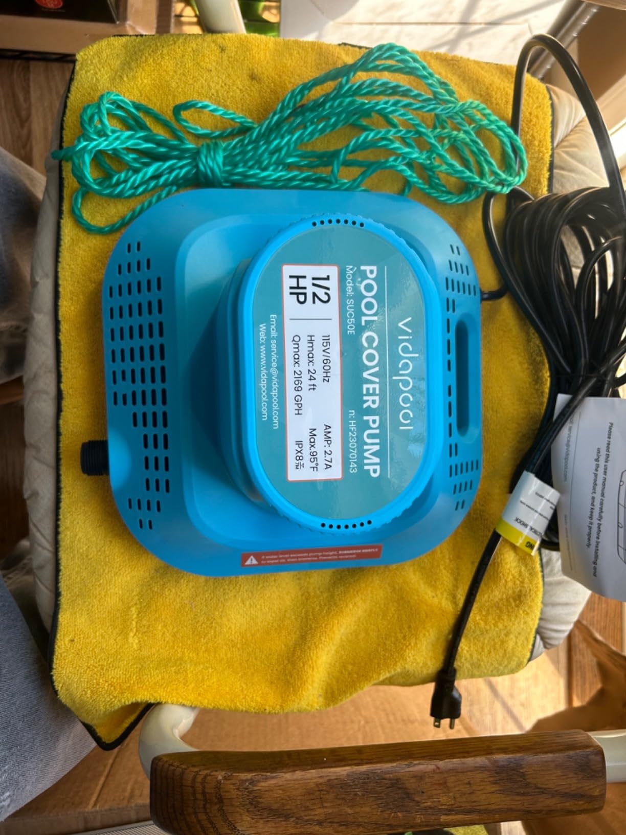 1/2 HP Pool Cover Pump Automatic On Off, Submersible Sump Pump Inground/Above Ground, 2169 GPH Water Removal Pump with 25 Feet Power Cord for Swimming Pool, Pond, Basement, Window Well, Blue customer photo 1