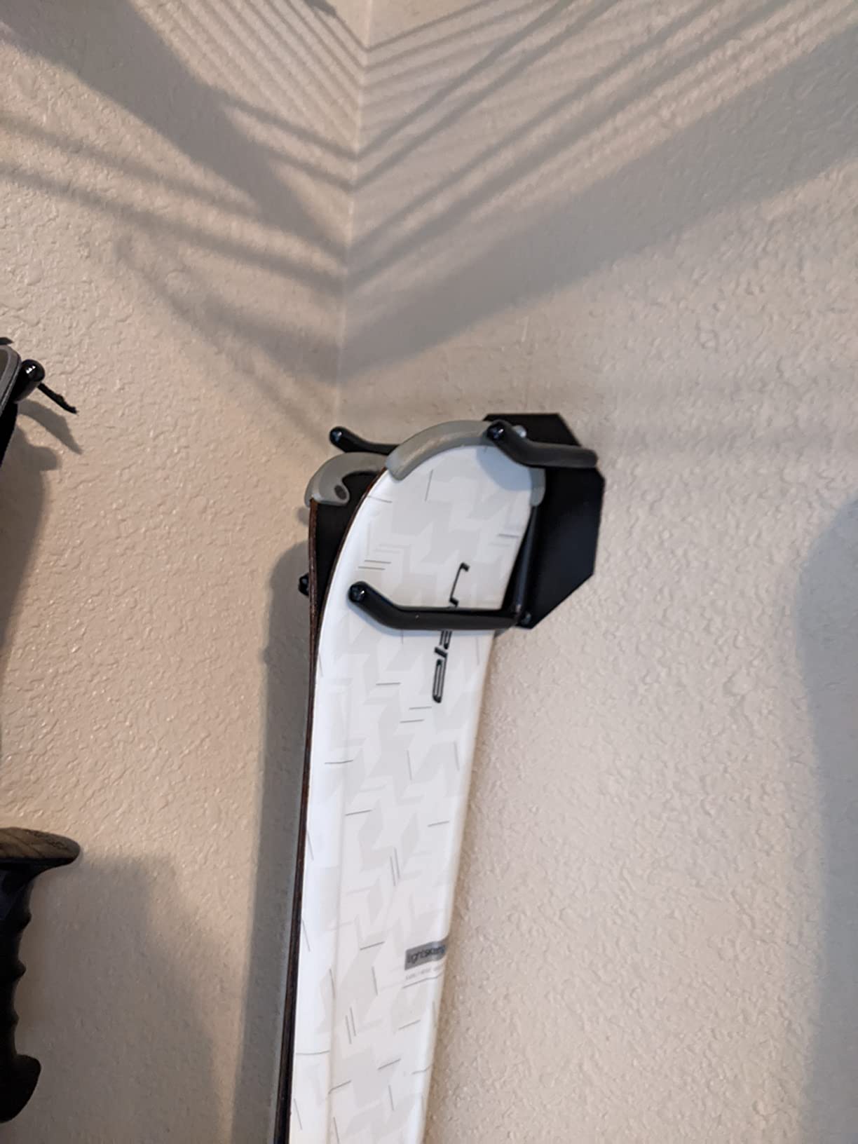 RaxGo Ski Wall Mounted Rack, Holds Skis & Skiing Poles or Snowboard for Home and Garage Storage, Heavy Duty and Rubber-Coated Hook, (Set of 2) customer photo 1