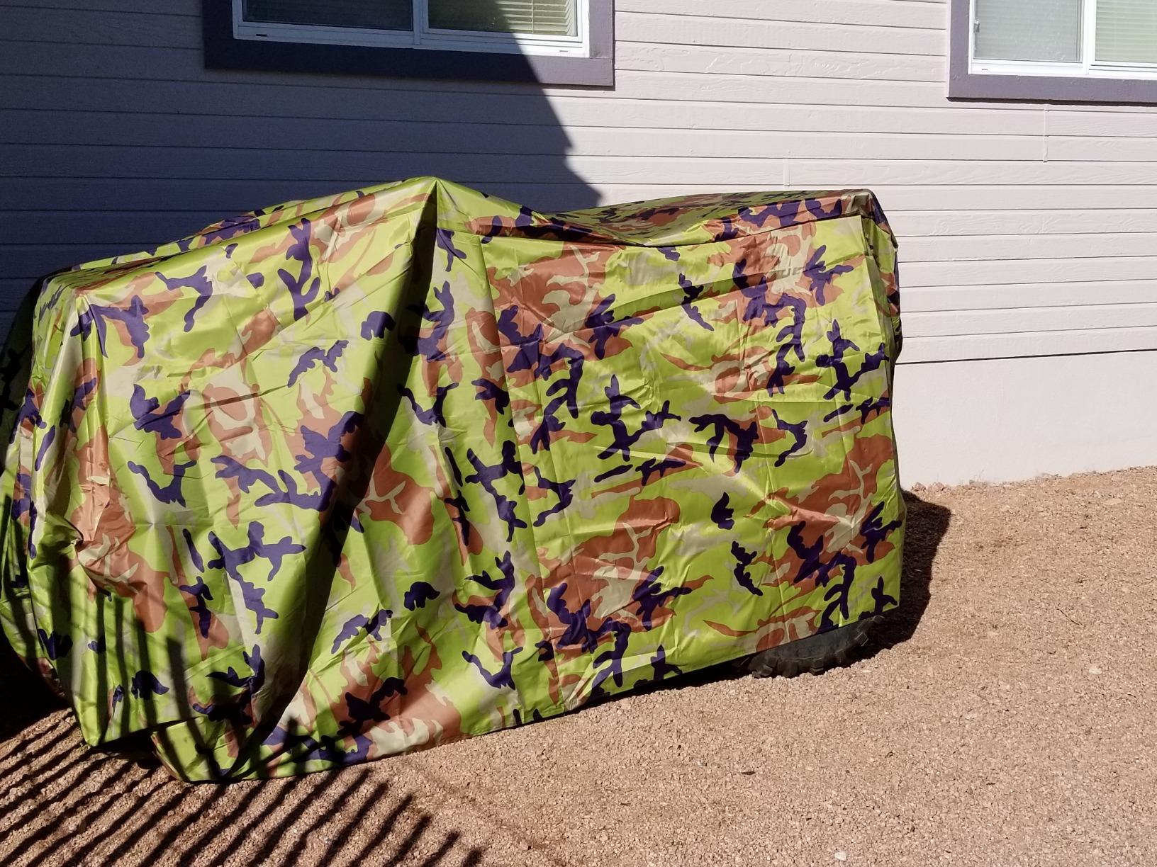 XYZCTEM Waterproof ATV Cover, Quad Cover Protects 4 Wheeler from Snow Rain or Sun, Large Size Universal Fits up to 82 Inch Most Quads, Elastic Bottom & Windproof Buckles (Camo) customer photo 1