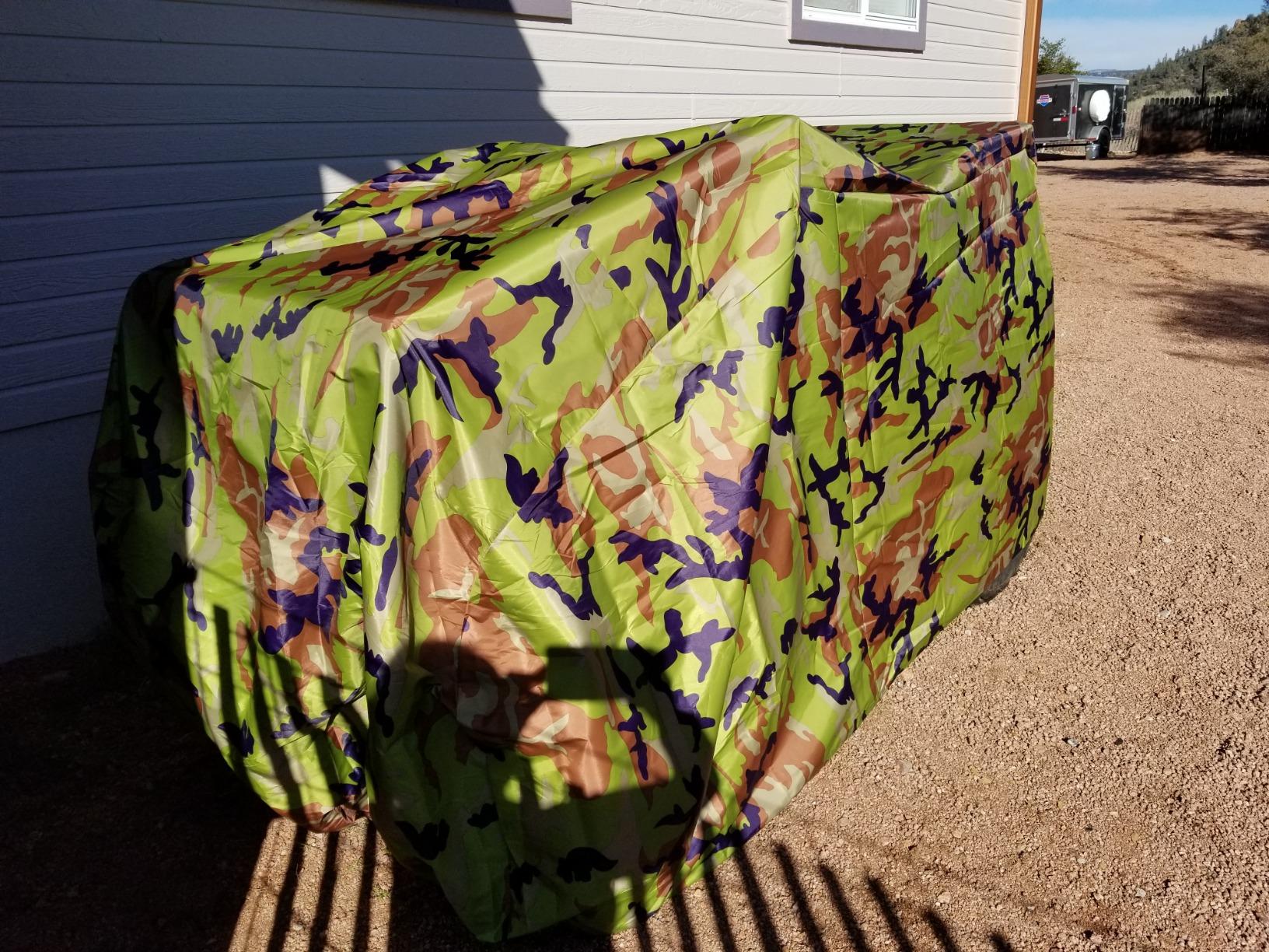 XYZCTEM Waterproof ATV Cover, Quad Cover Protects 4 Wheeler from Snow Rain or Sun, Large Size Universal Fits up to 82 Inch Most Quads, Elastic Bottom & Windproof Buckles (Camo) customer photo 2
