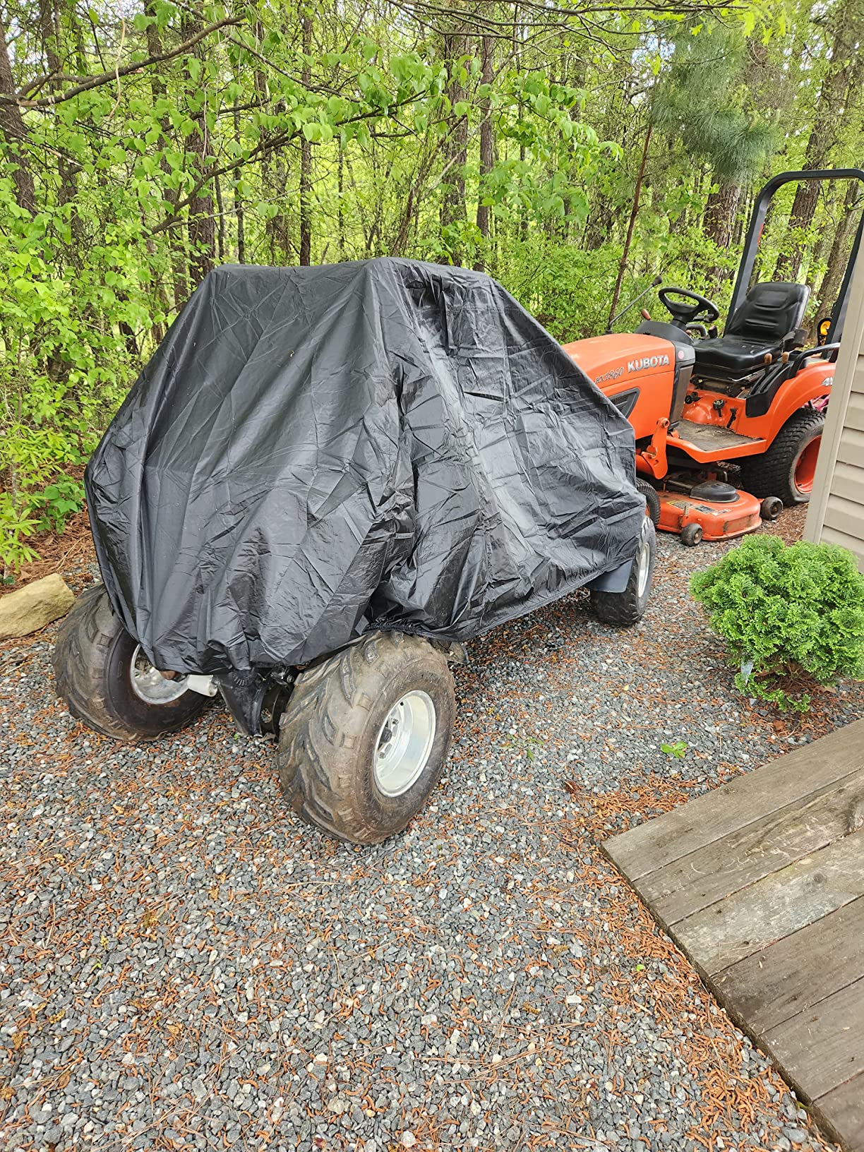 ZOEDO ATV Cover Waterproof, Heavy Duty Windproof Quad Covers, All Weather Protection 4 Wheeler Covers fit for Kawasaki, Honda, Polaris, Yamaha, 86'' (Black, XXL) customer photo 2