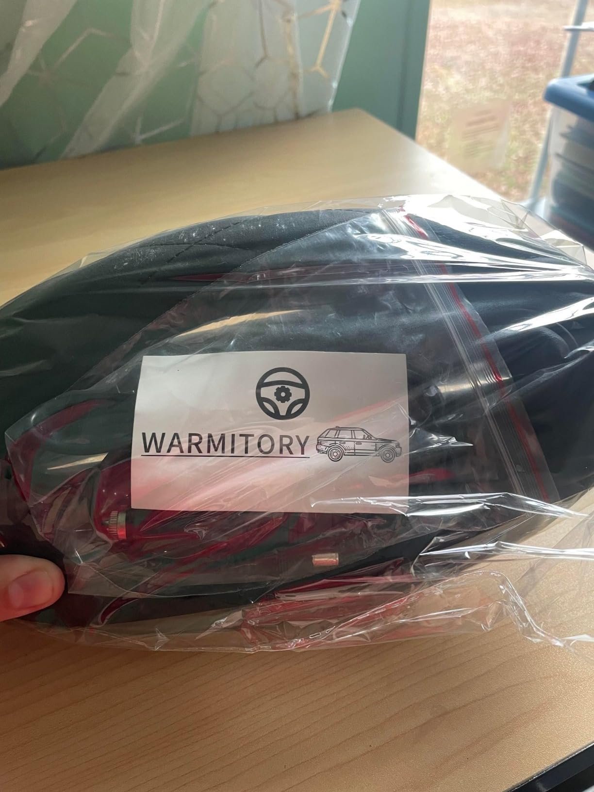 Heated Steering Wheel Cover - WARMITORY Luxury Steering Wheel Heater, 12V Quick Hand Warmer, 14.5-15 inches Outer Diameter for Standard-Size Car Steering Wheels(Leatheret PU)(Black) customer photo 2