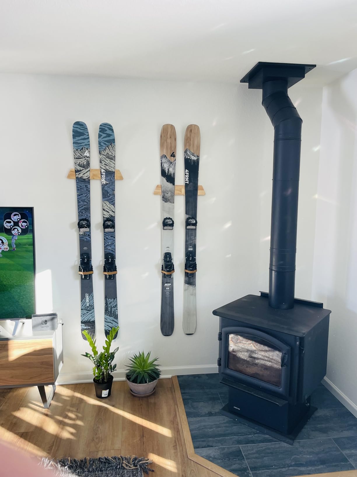 StoreYourBoard Horizontal Wood Ski Rack Wall Mount - Heavy Duty Ski Wall Mount Organizer, Space-Saving Ski Holders for Wall Display, Durable Skis Rack for Garage, Home or Cabin - Natural Wood (Medium) customer photo 2
