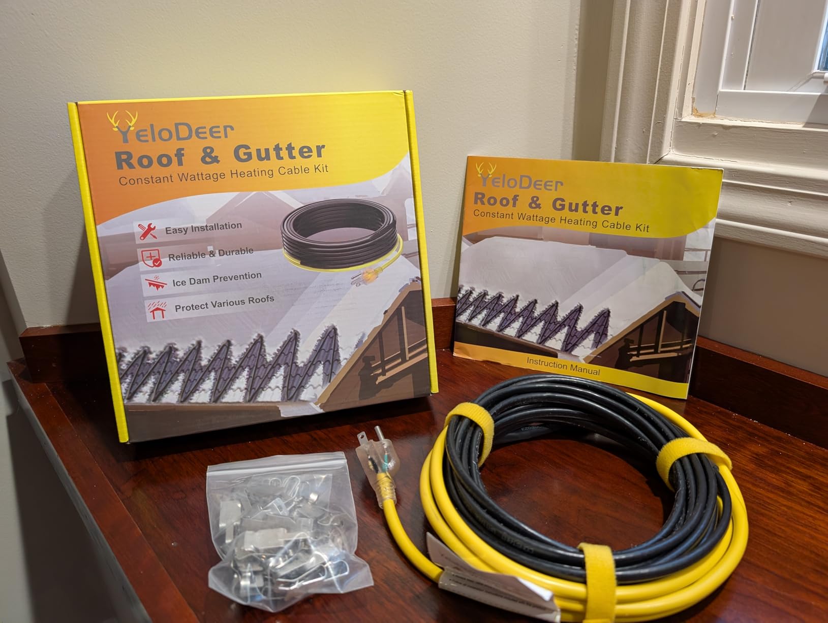 25 FT Gutter Heat Cable Kit, 6 W/FT Heat Tape for Roof and Gutters, Self-Regulating Roof Melt Heating Snow De-Icing Cable, 120V customer photo 1