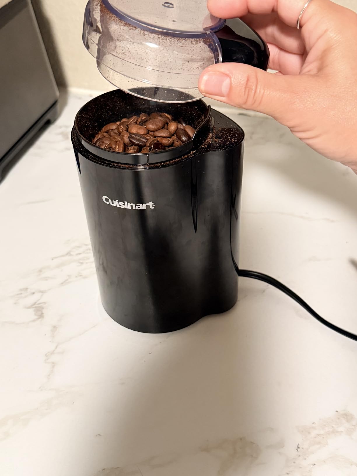 Cuisinart Coffee Grinder, One Touch Control Coffee Bean Grinder with Stainless Steel Bowl and Blades, 2.5 oz/70g Capacity Enough for 12 Cups, On/Off Switch with Safety Interlock, DCG-20BKN, Black customer photo 1