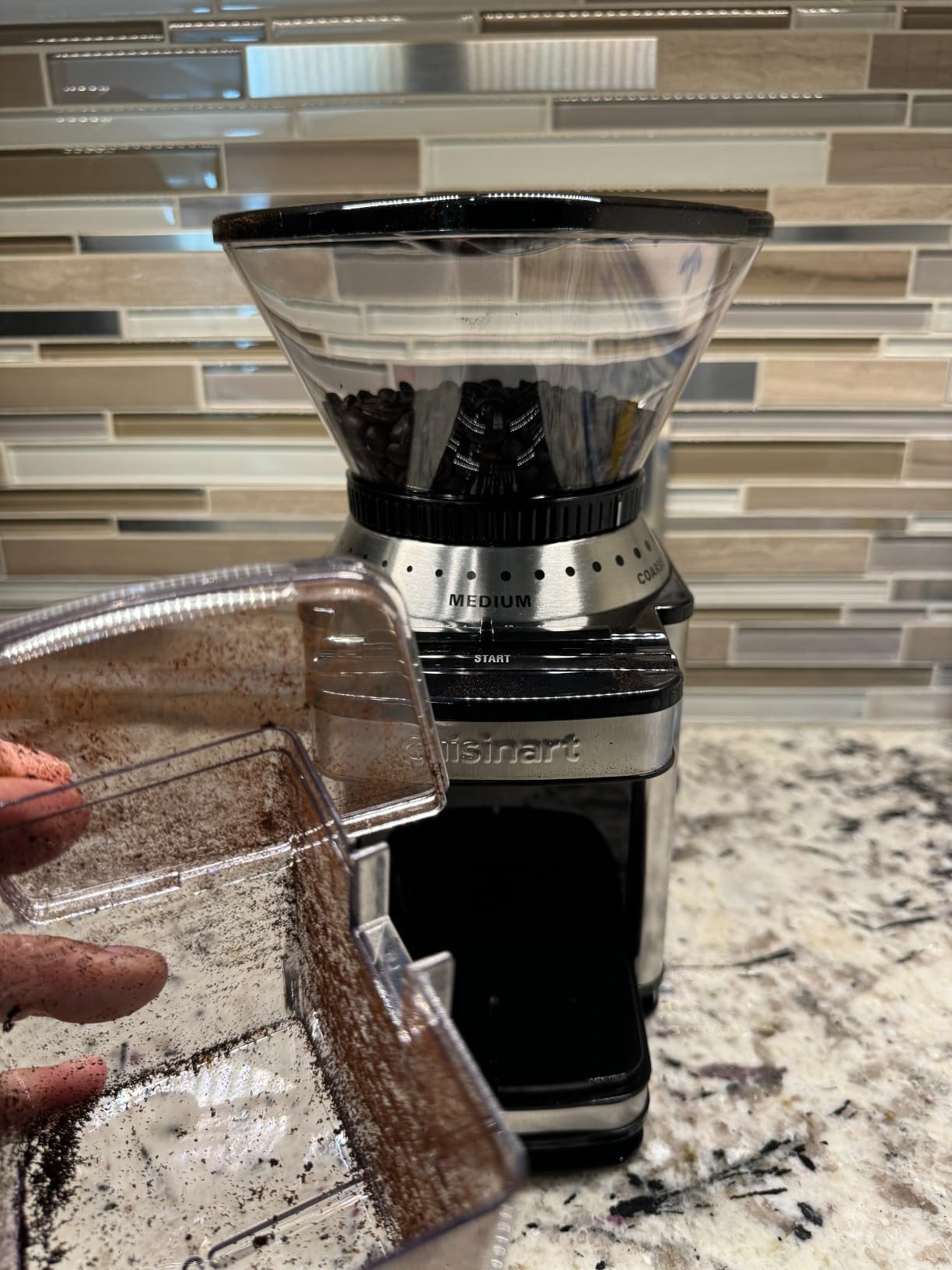 Cuisinart Electric Burr Coffee Grinder, 18-Position Selector, 4-18 Cups | Flat burr coffee bean grinder with 18 options, fine to coarse, & removeable, easy-to-clean 8 oz bean hopper, DBM-8P1 customer photo 2