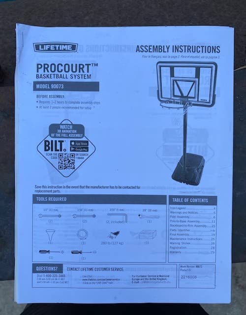 Lifetime Pro Court Height Adjustable Portable Basketball System, 44 Inch Backboard, Blue/White customer photo 2