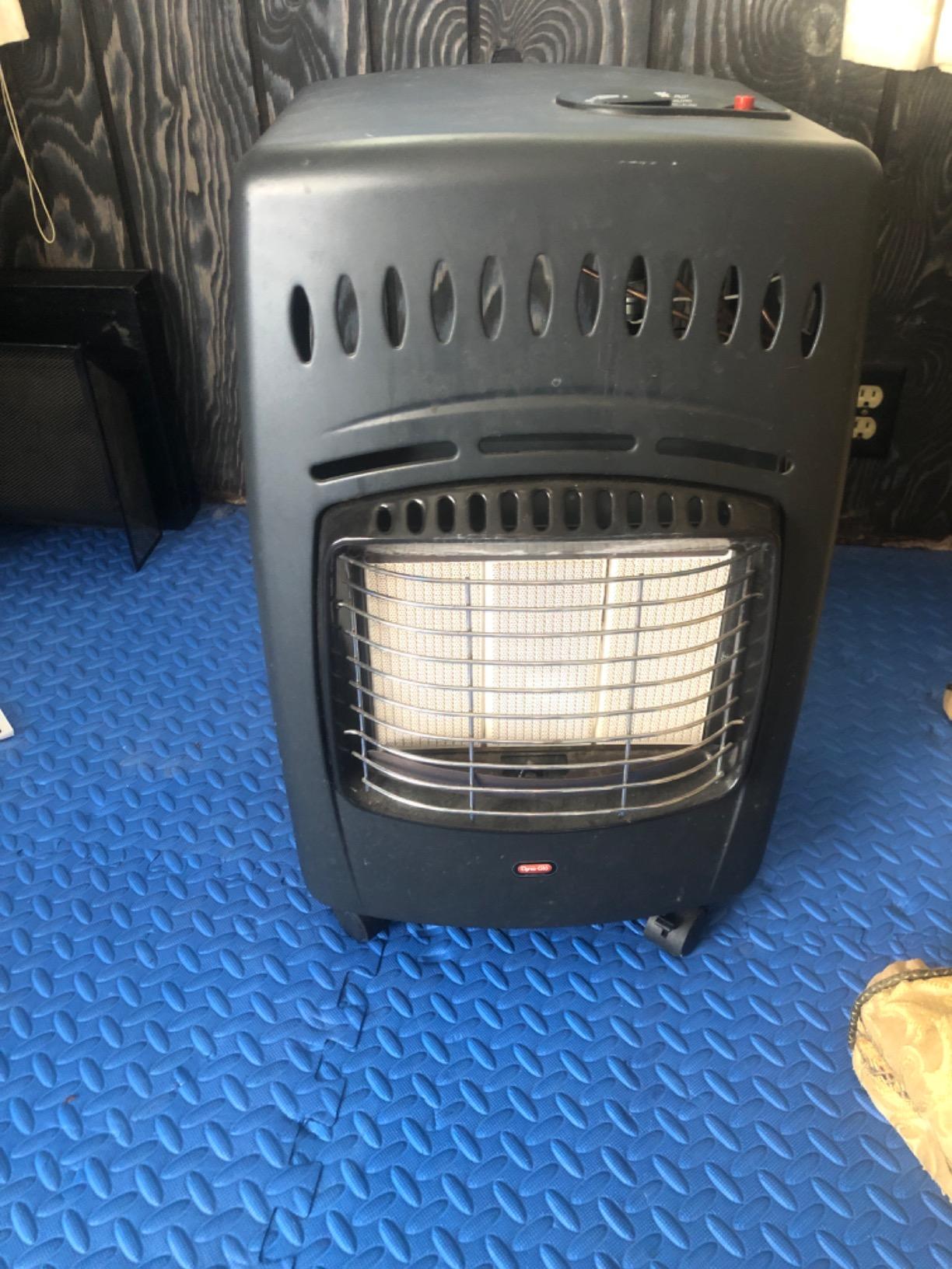 Comfort Glow GCH480 Propane(LP) Cabinet Heater | No Electricity Required, Run up to 60 hrs on 20 lb Propane Tank, Heats up to 450 sq ft Area, Piezo Ignition, Easy Roll Caster customer photo 1