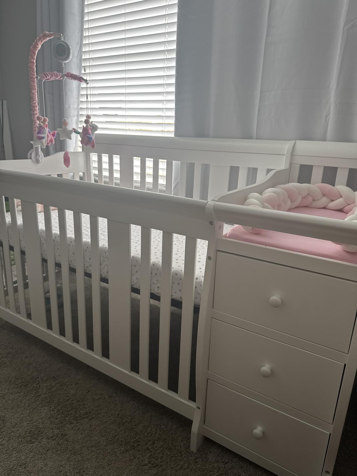 Storkcraft Portofino 5-in-1 Convertible Crib and Changer, White | Crib and Changing Table Combo with Drawer, Converts to Toddler Bed, Daybed and Full-Size Bed, Storage Drawer customer photo 1