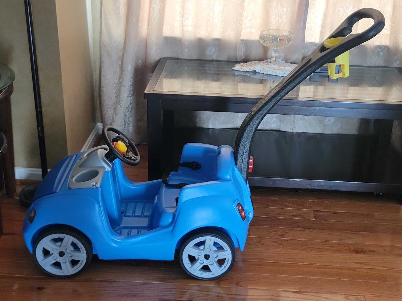 Step2 Whisper Ride II Kids Push Car, Ride-On Car with Seat Belt and Horn, Quick Fold Handle, Stroller Alternative, Toddlers and Preschoolers Ages 18+ Months, Blue customer photo 2
