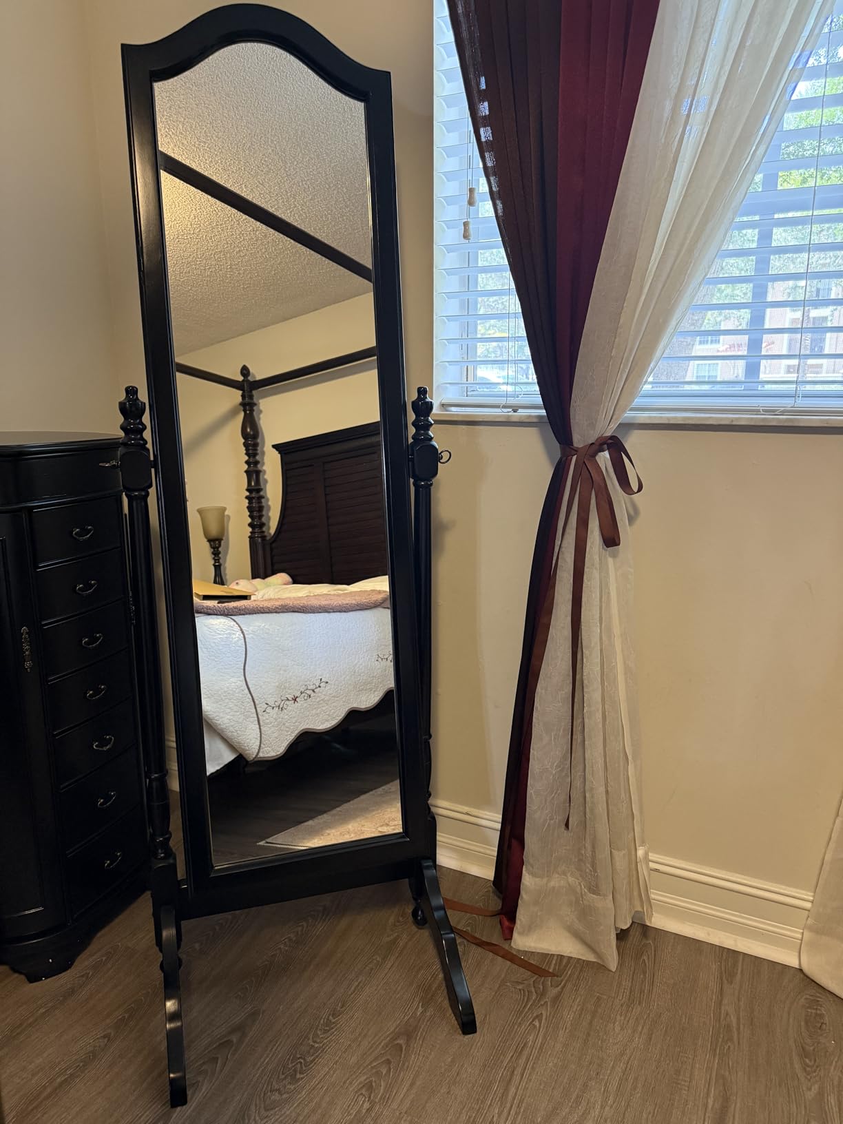 Coaster Home Furnishings - Cabot - Wood - Cheval Standing Mirror with Swivel Base, Full-Length Viewing and Arched Top - Bedroom, Entryway & Dressing Area - Merlot - 3103 customer photo 2
