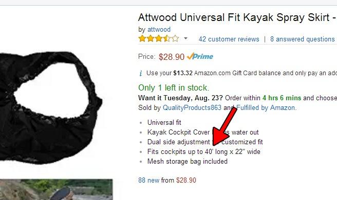 attwood 11776-5 Kayak Nylon Spray Skirt with Mesh Storage Bag, Black customer photo 2