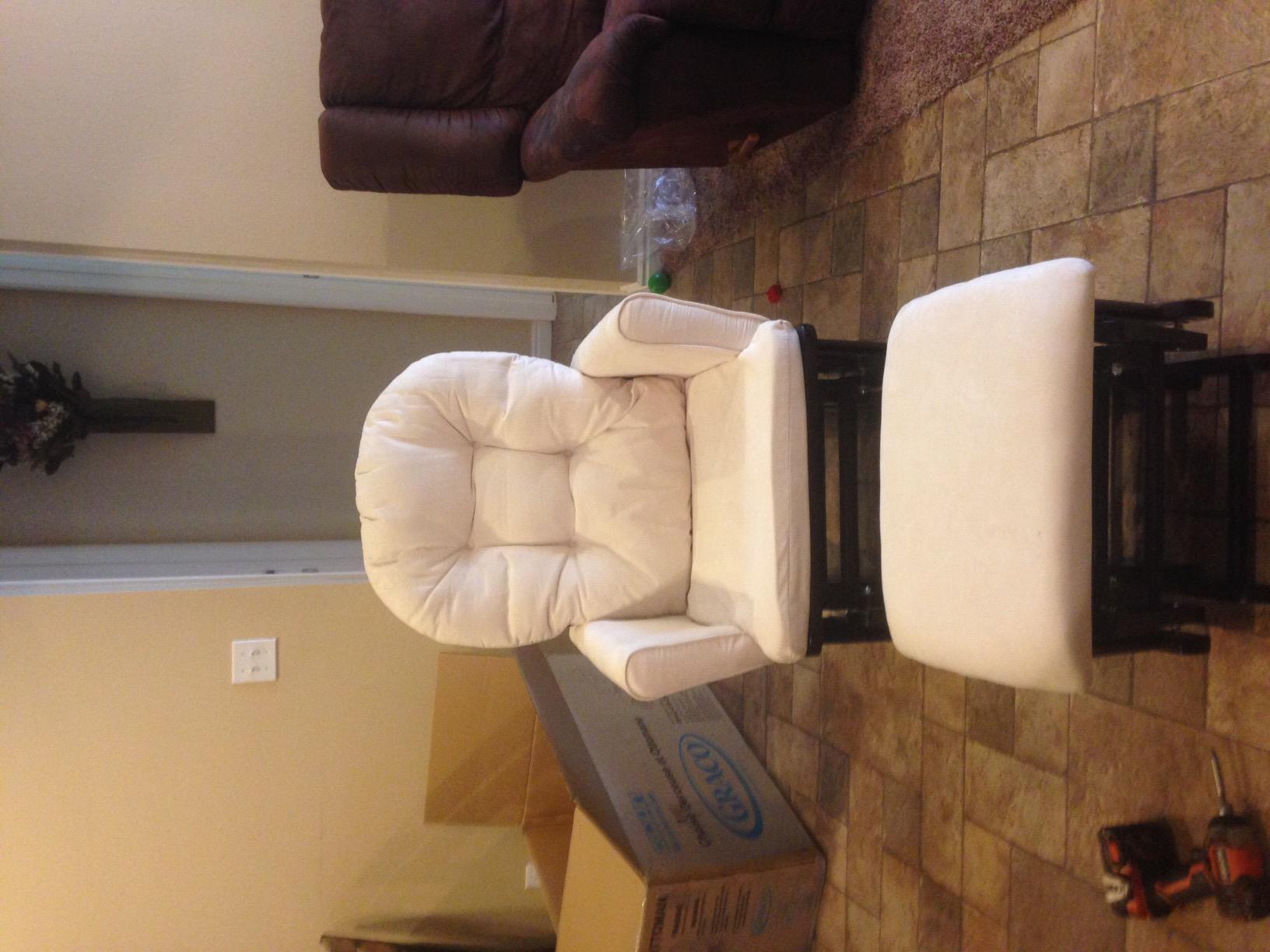 Graco Parker Semi-Upholstered Glider and Nursing Ottoman, White/Gray | Cleanable Upholstered Comfort Rocking Nursery Chair with Ottoman customer photo 1
