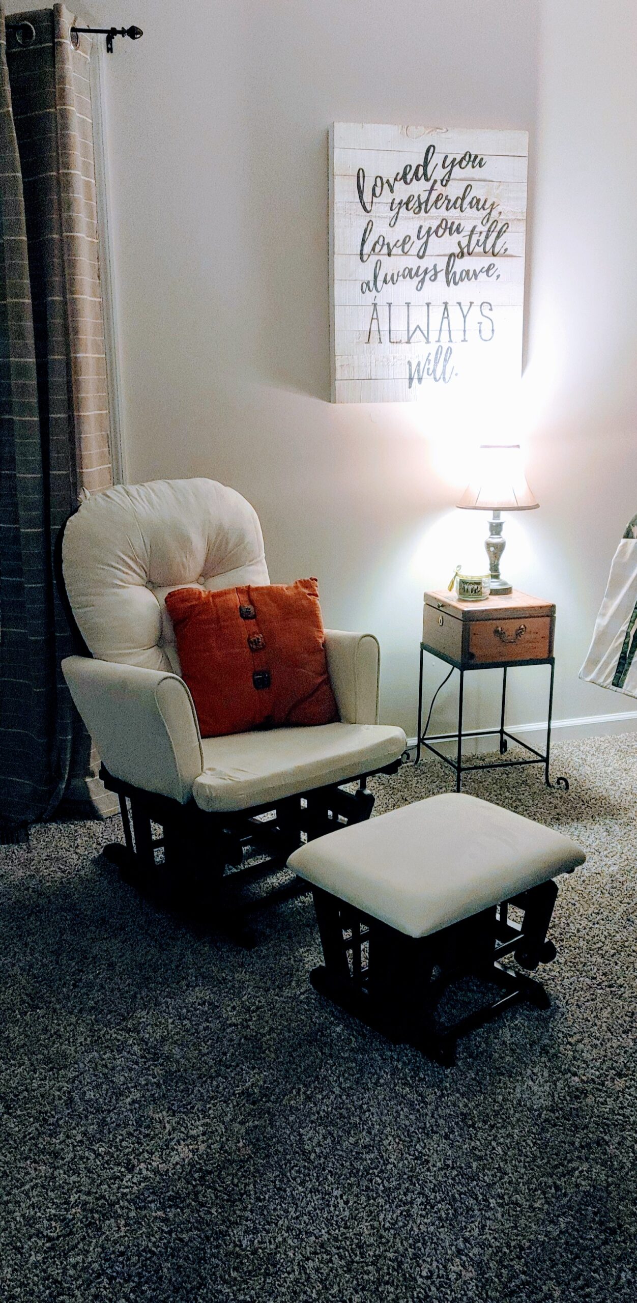 Graco Parker Semi-Upholstered Glider and Nursing Ottoman, White/Gray | Cleanable Upholstered Comfort Rocking Nursery Chair with Ottoman customer photo 2