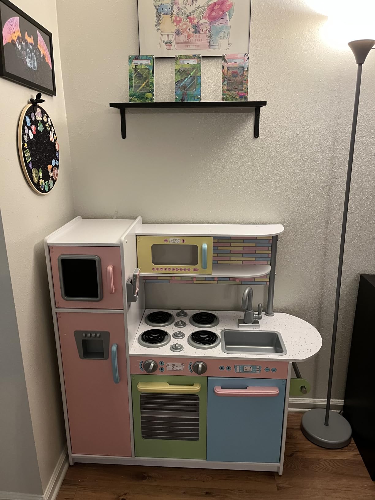 KidKraft Uptown Pastel Wooden Play Kitchen with Chalkboard, Play Phone, and See-Through Doors, Gift for Ages 3+ customer photo 1