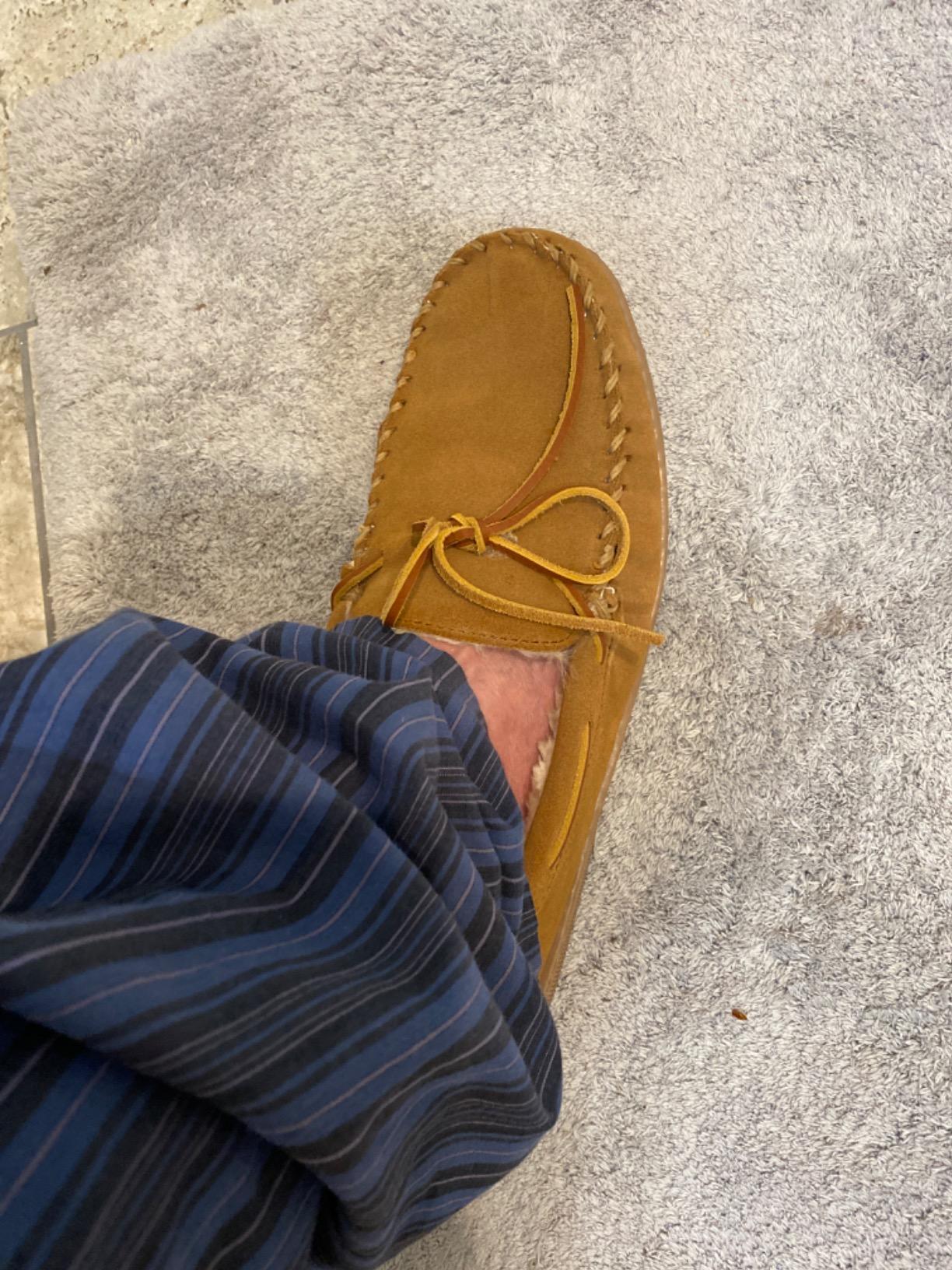 Minnetonka Men's Sheepskin Hardsole Moccasin Slippers customer photo 2