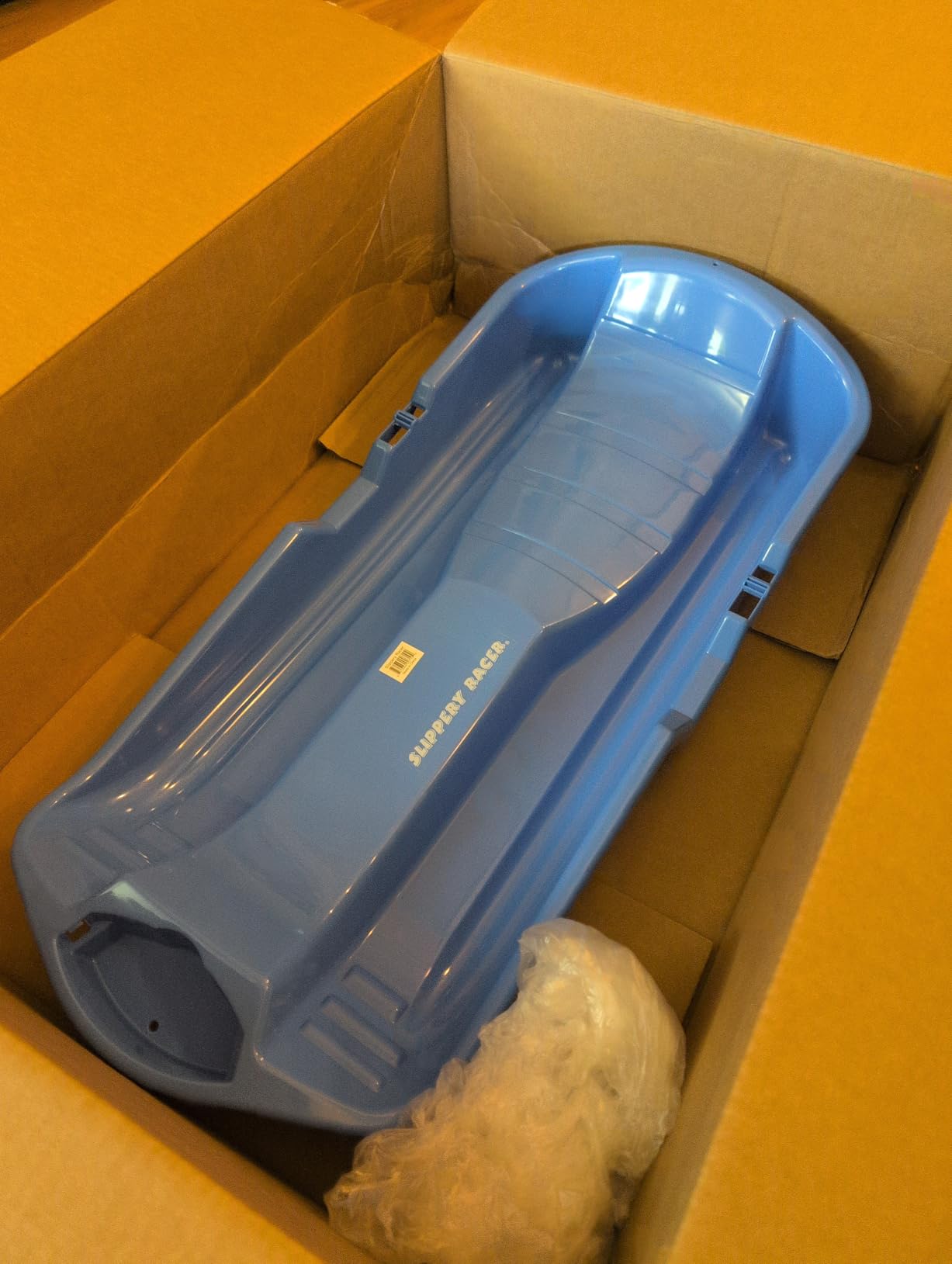 Slippery Racer Downhill Thunder Flexible Plastic Toboggan Snow Sled with Built in Brake System, Pull Rope, and Handle Grips, Blue customer photo 1