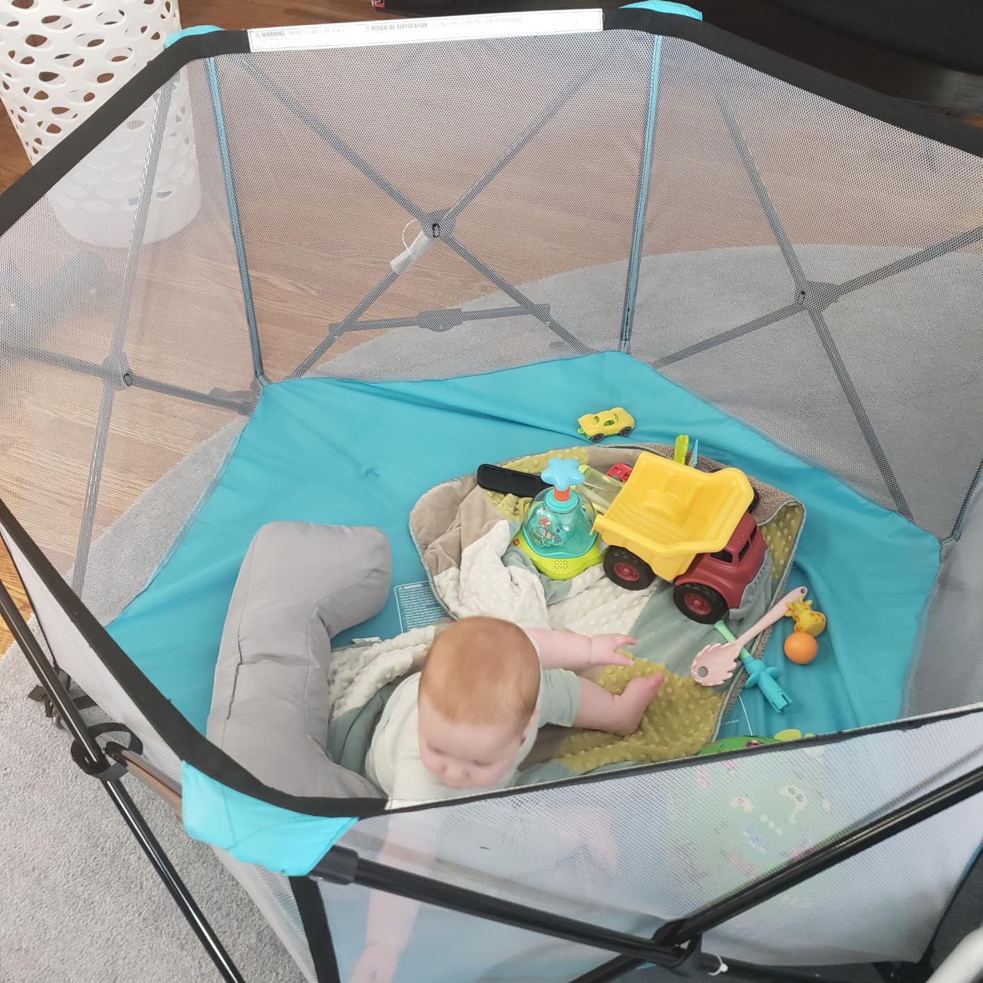 Regalo Safety My Play Portable Baby Playpen & Play Yard, Foldable 6-Panel Indoor Outdoor Playpen, 48 inch, Aqua/Black customer photo 1