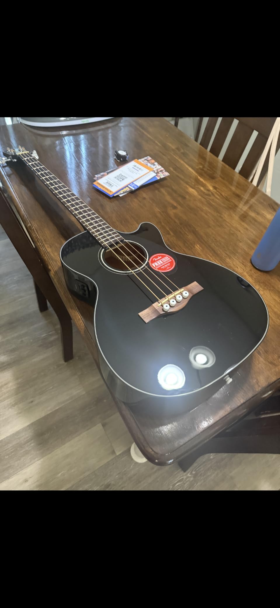 Fender CB-60SCE Acoustic Electric Bass Guitar, 4-String, Spruce Top, Black customer photo 1