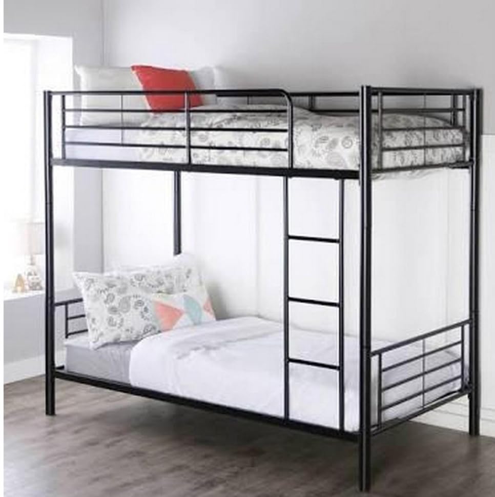 Bonnlo Bunk Bed Twin Over Twin for Kids/Teens/Adults Heavy Duty 2 Decker Bed with Flat Ladder and 13 inches High Guardrail, Metal Space Saver Bed with Stairs, Black customer photo 1