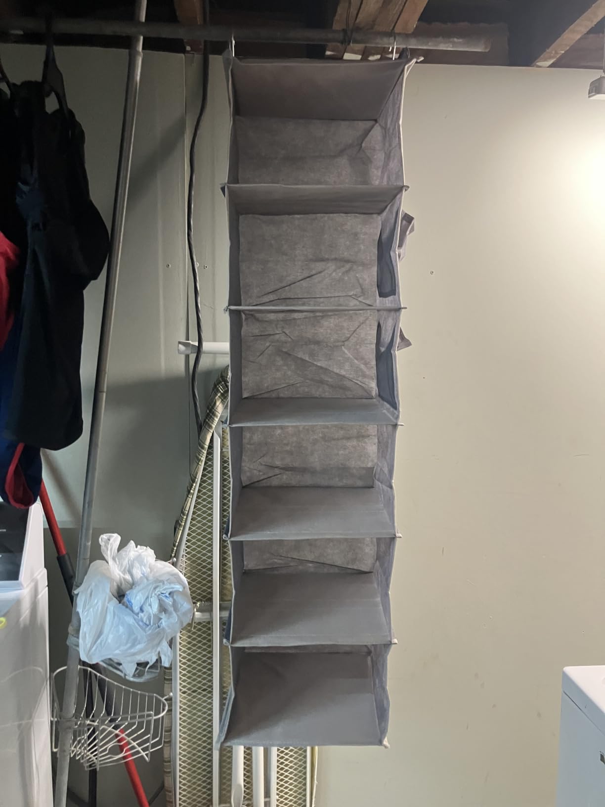 YOUDENOVA Hanging Closet Organizer and Storage, 6-Shelf, Grey | Dorm Room Essentials for Guys, Clothes Organizer with 2 Side Pockets, Hanging Shelves for Closet Storage, Breathable Fabric customer photo 2