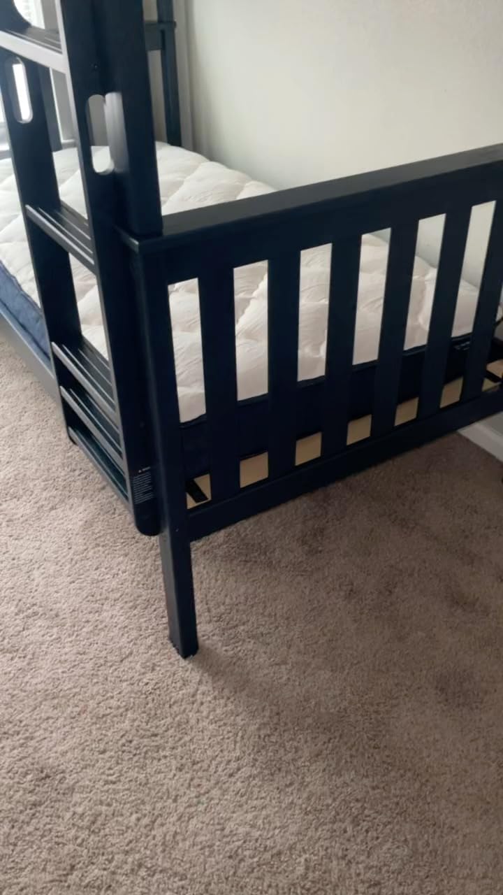 Max & Lily Bunk Bed Twin Over Full Size with Ladder, Solid Wood Platform Bed Frame with Ladder for Kids, 14