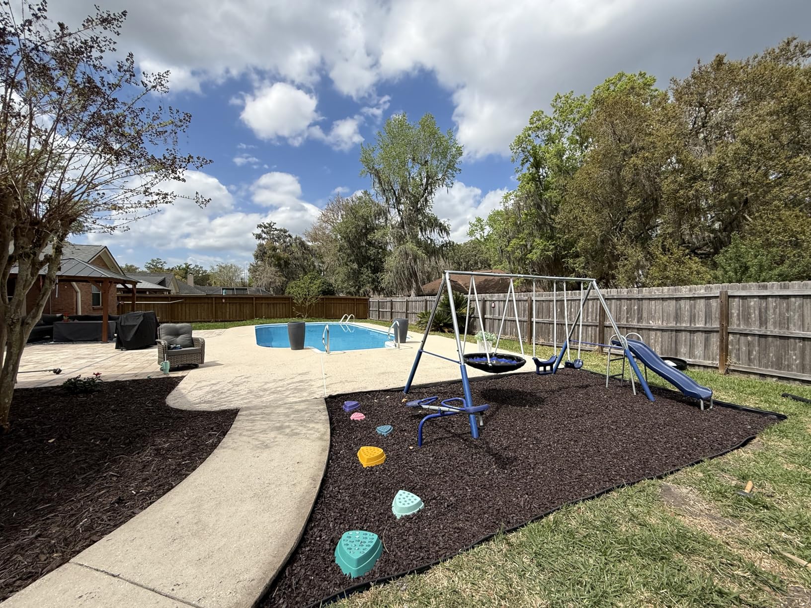 Free N Swing - 7 User / 5 Station Swing Set, Outdoor for Kids with 5' Slide. Easy Assembly Playground Set with Galvanized Metal Frame for Backyards, 168