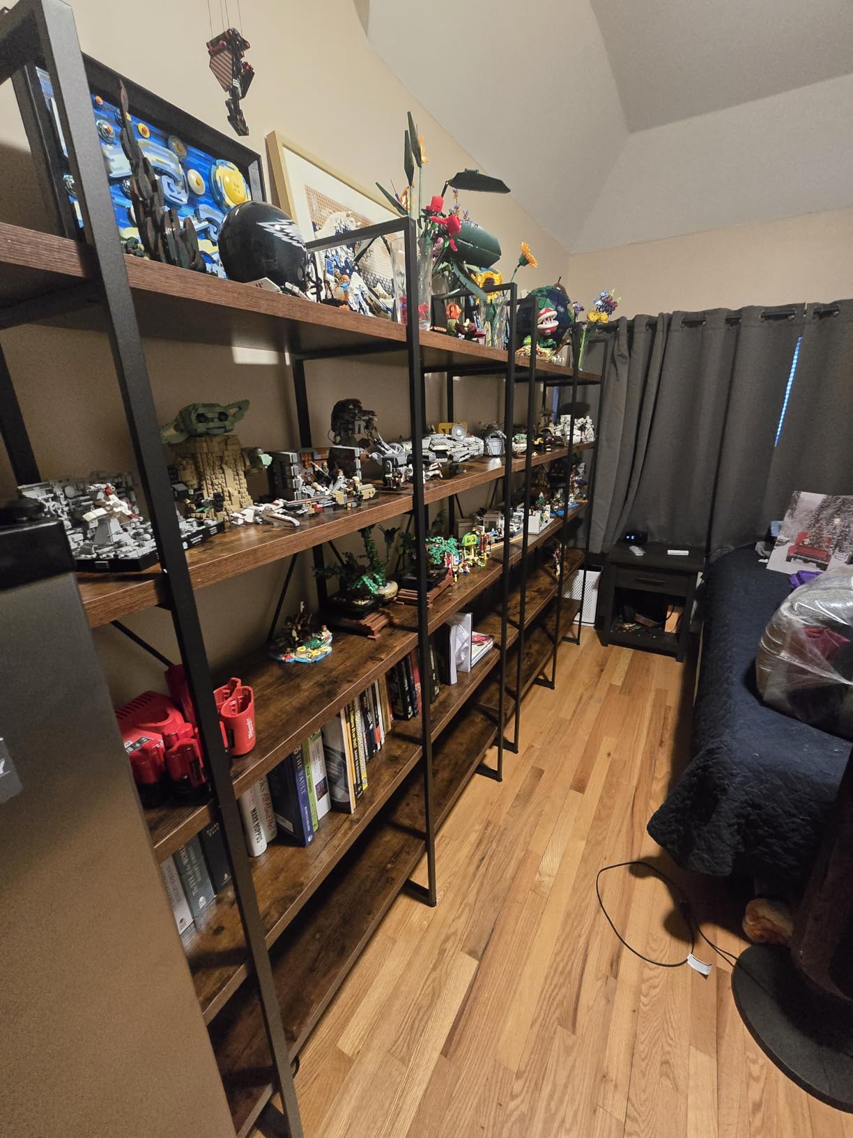 IRONCK Industrial Bookshelf and Bookcase Double Wide 5 Tier, Large Open Shelves, Wood and Metal Bookshelves for Home Office Furniture, Easy Assembly customer photo 2