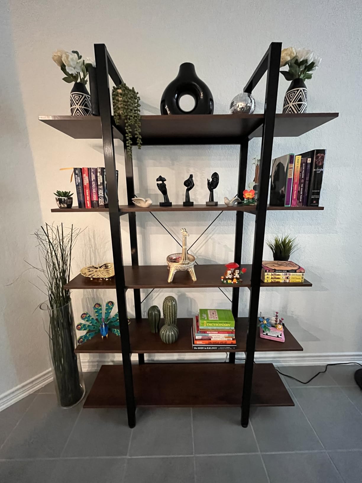 Tribesigns 5-Tier Bookshelf, Vintage Industrial Style Bookcase 72 H x 12 W x 47L Inches customer photo 1