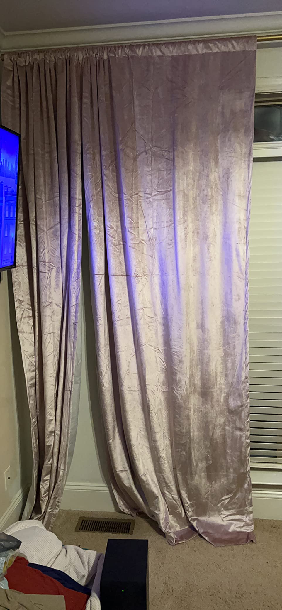 Eclipse Absolute Zero Harper Velvet Blackout Thermal Insulated Rod Pocket Curtains for Bedroom, Single Panel, 50