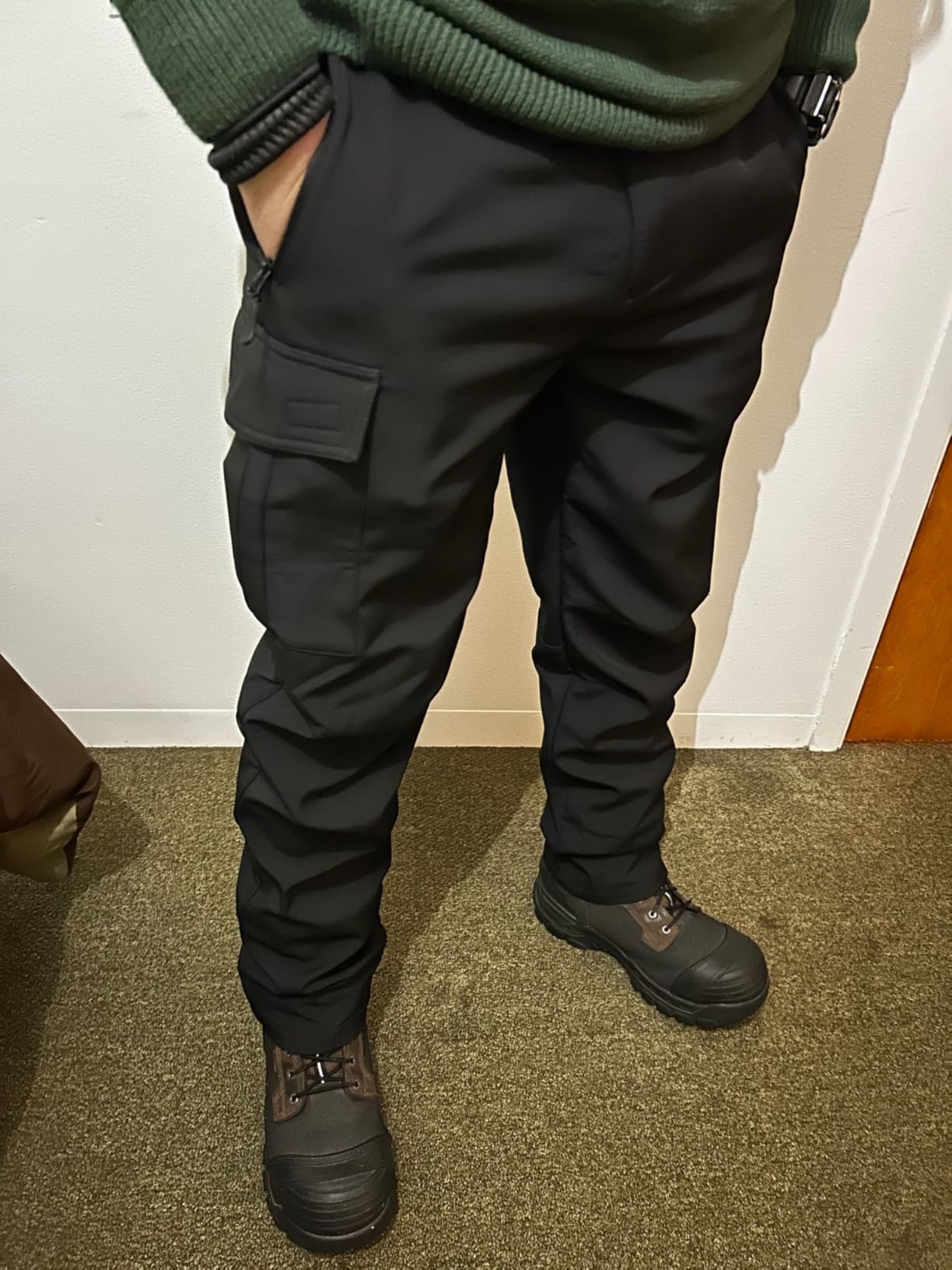 Wespornow Men's Fleece-Lined Hiking Pants Water-Resistance Snow Ski Pants Softshell Snowboarding Pants for Winter, Outdoor customer photo 2