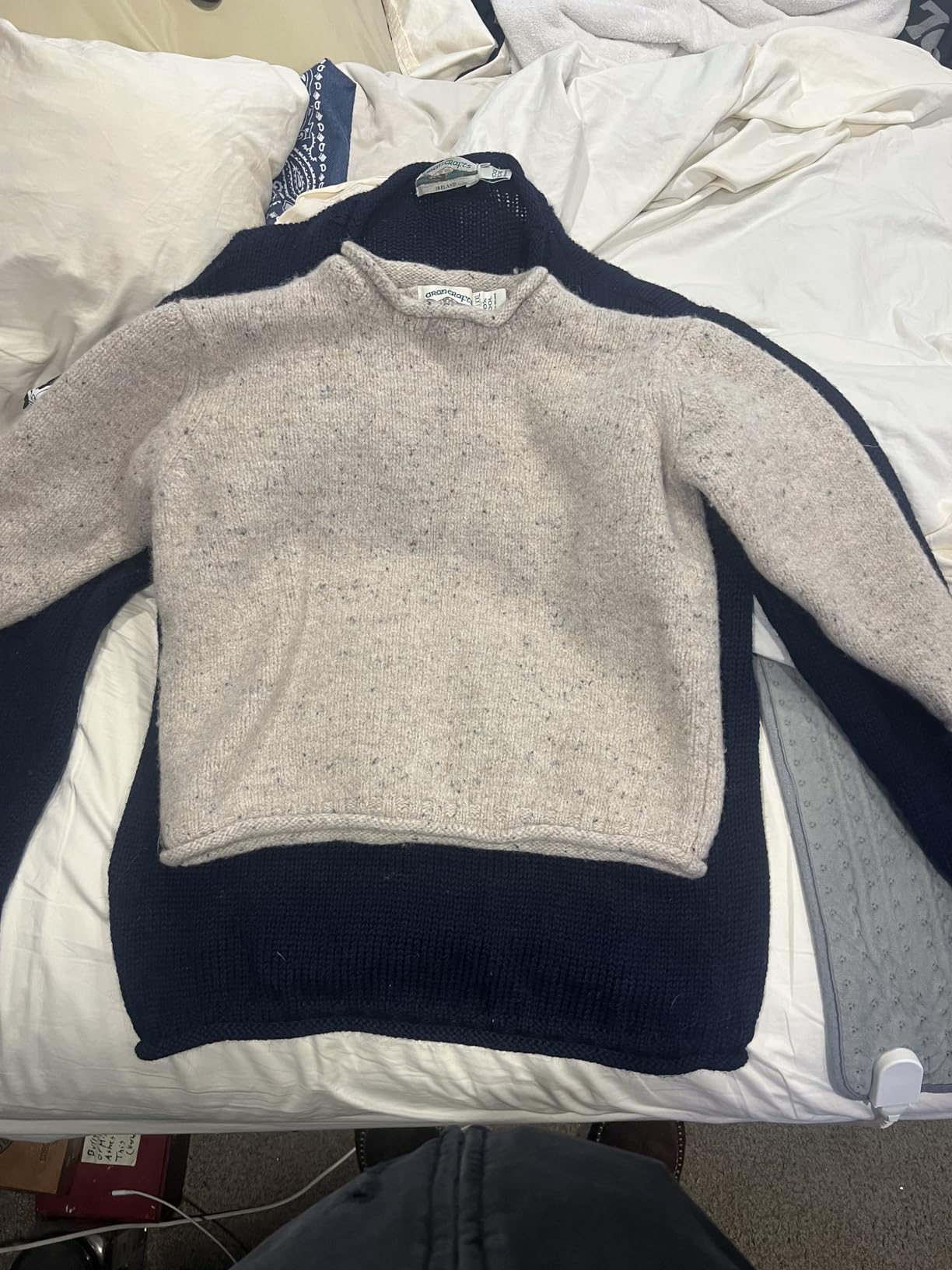 Aran Crafts Mens Plain Curl Neck Long Sleeve Sweater (100% Wool) customer photo 2