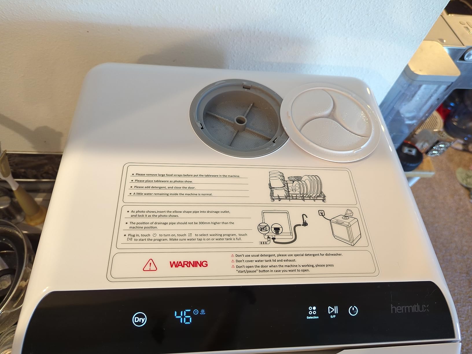 Hermitlux Countertop Portable Dishwasher, Built-in 5-Liter Water Tank | 5 Washing Programs, Transparent Glass Door, No Hookup Needed for RV, Apartments & Small Kitchens customer photo 1