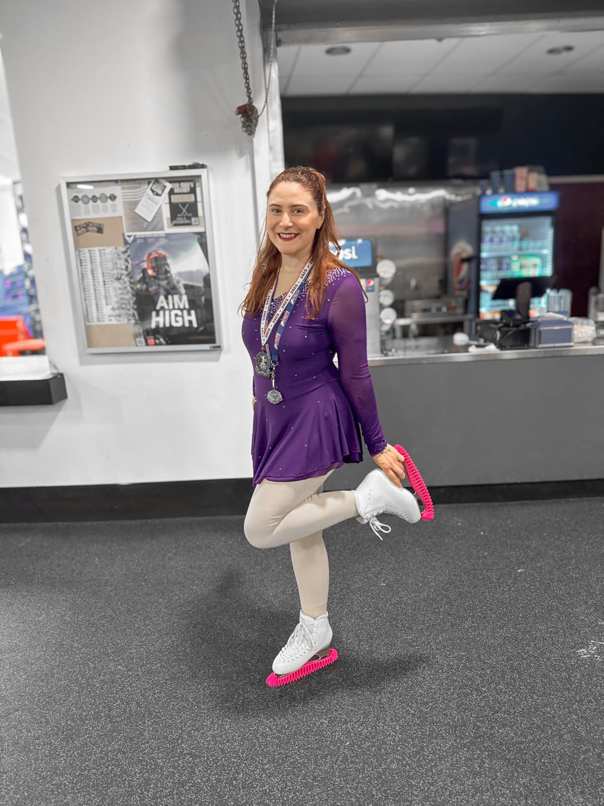 Girls' Ice Figure Skating Dress Stretch Mesh Diamond Hook Sleeves Four Colors customer photo 2