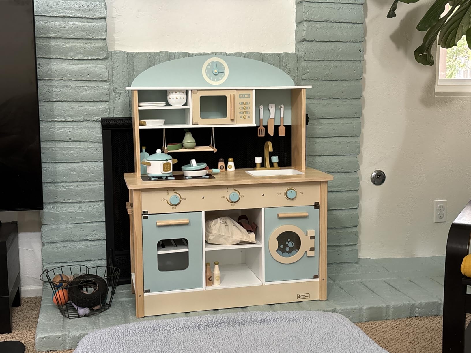 ROBUD Wooden Play Kitchen Set for Kids, Pretend Kitchen Toy | Realistic wooden kitchen playset with stove, oven, microwave, sink and accessories customer photo 1