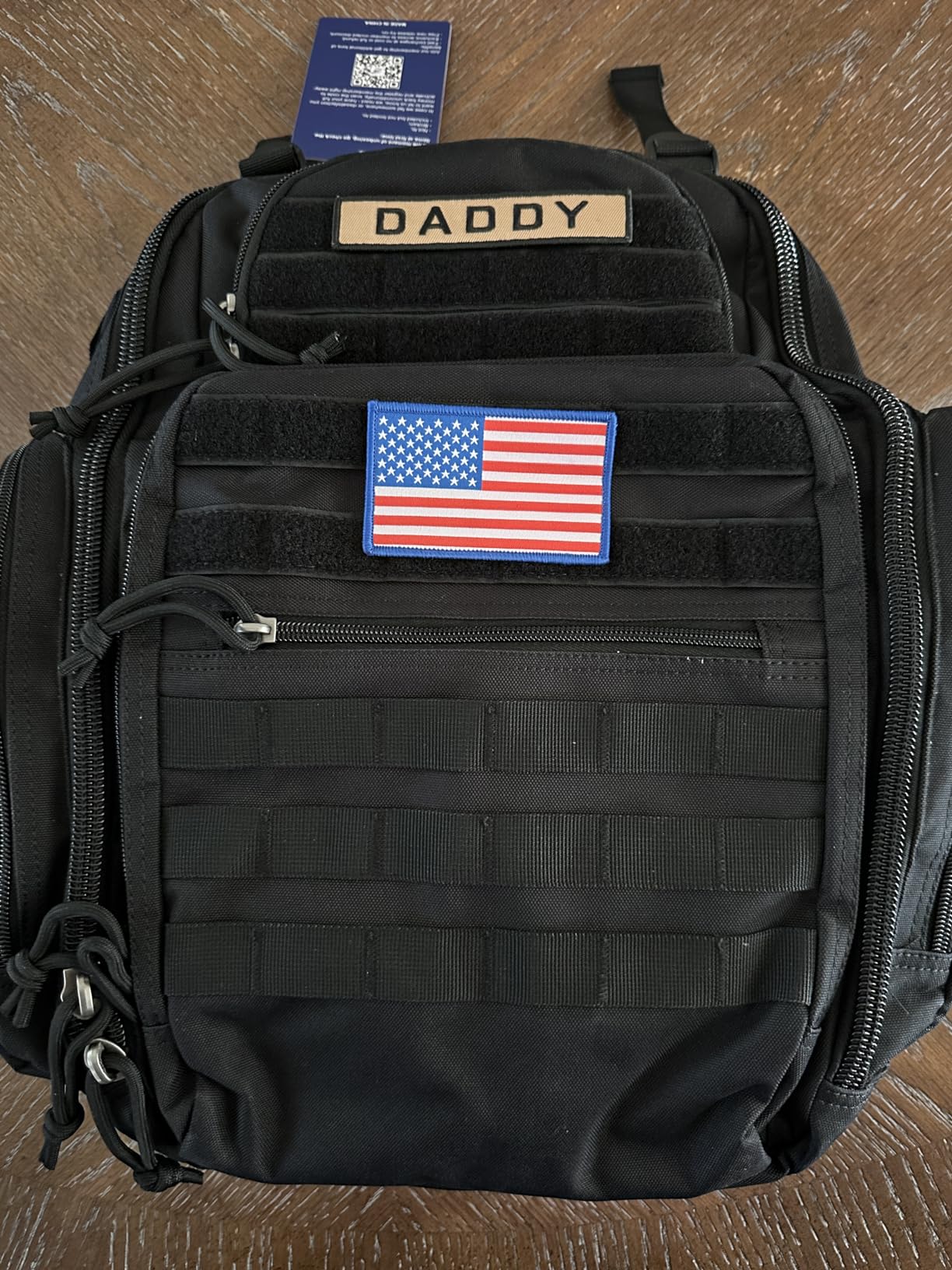 SHARKMOUTH Military Diaper Bag for Men: 100% Confident Carry for Dads | Tactical Masculine Style Dads Proud to Carry - Built Tough for Daily Parenting/Travel/Outdoor Adventures (Black) customer photo 2