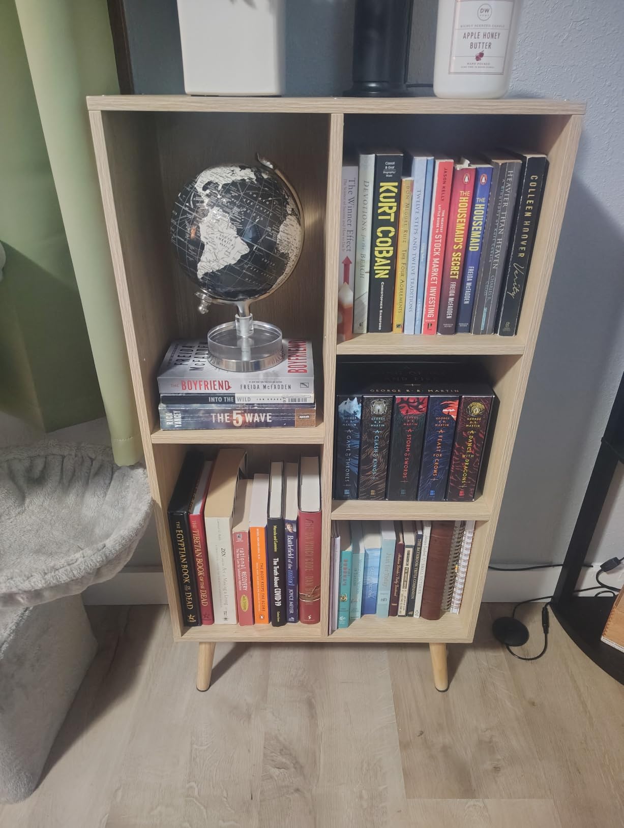 LEYAOYAO Cube Bookshelf, Mid-Century Modern Book Shelf with Legs, Brown | 3 Tier Bookcase, Rustic Wood Bookshelves, Freestanding Small Storage Organizer, Open Shelves for Bedroom, Living Room, Office customer photo 1