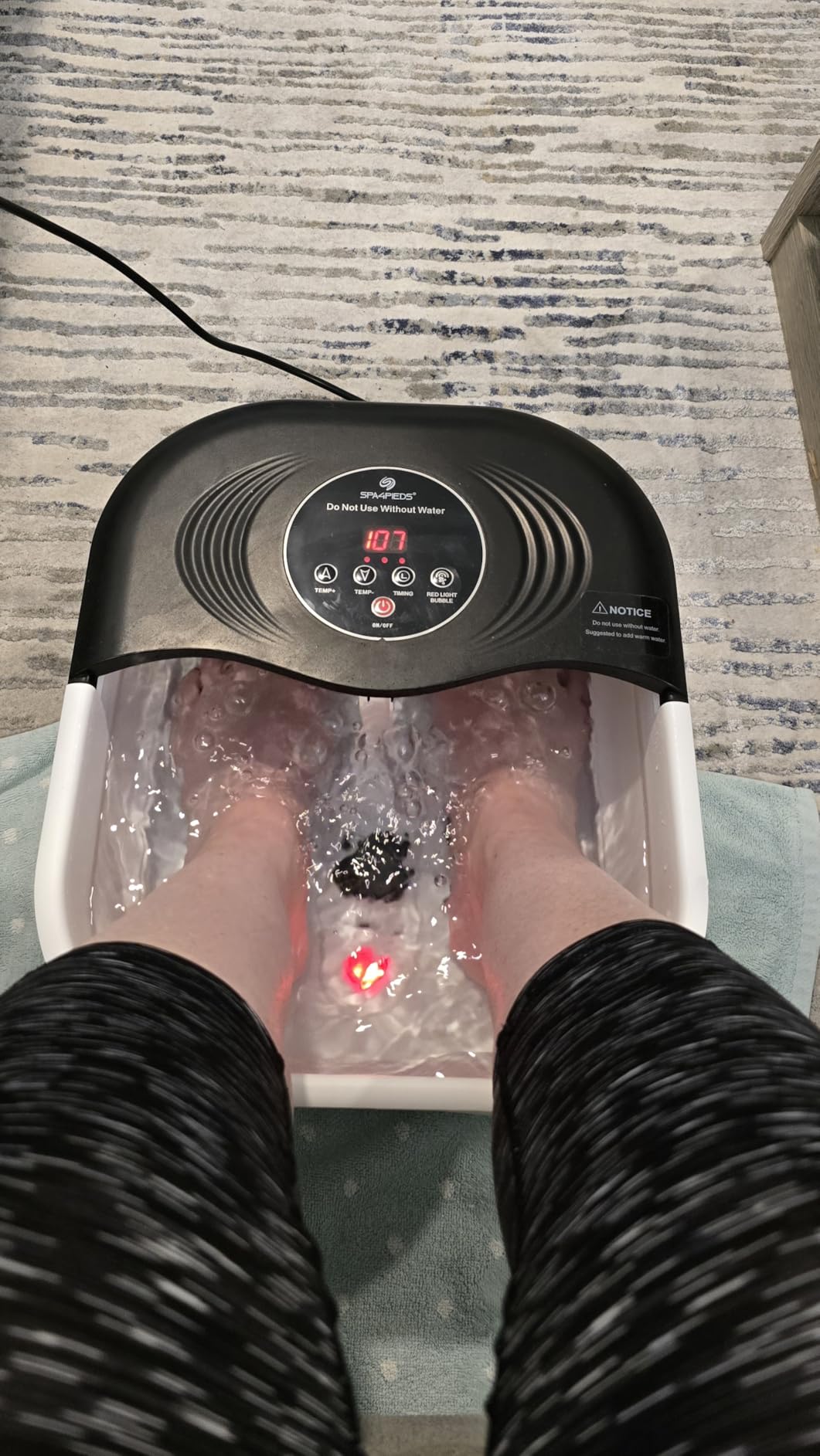 SPA4PIEDS Foot Spa Bath Massager with Heat, Bubble Jets, Red Light & Timer, Pedicure Foot Spa with 95-118F Temperature Control, 8 Shiatsu Rollers, Pumice Stone, Gift for Women,Men,Dad customer photo 2