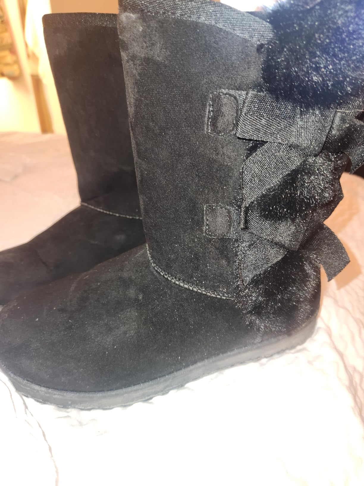 Witwatia Winter Snow Boots for Women Mid Calf Warm Fur Lined Boots Ladies Slip on Fashion Bootie customer photo 2