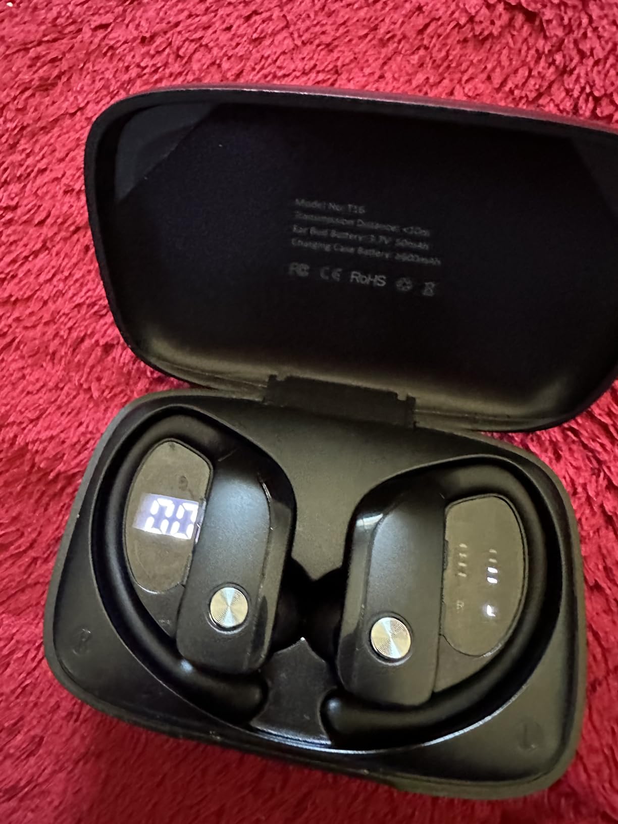 bmanl Wireless Earbuds Bluetooth Headphones Over Ear Hooks Ear Buds with 80H Playtime, LED Power Display, Dual Mic Clear Calls, Sports Wireless Ear Buds for Running Gym Workout Black customer photo 1