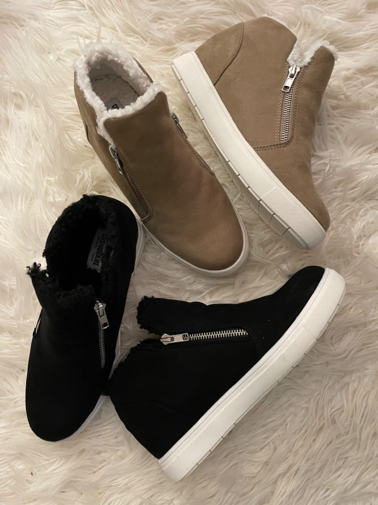 CUSHIONAIRE Women's Heaven Hidden Wedge Faux Shearling Sneaker + Memory Foam customer photo 1