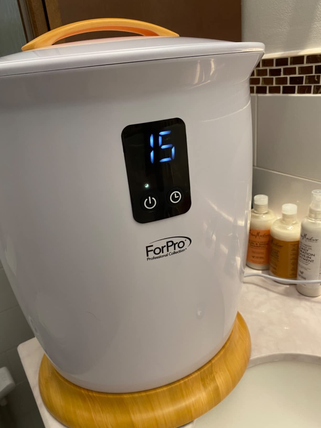 ForPro Professional Collection Luxury Towel Warmer, Extra Large Bucket-Style Hot Towel Warmer with Auto Shut Off, 4 Timer Settings for Home and Bathroom, White customer photo 1