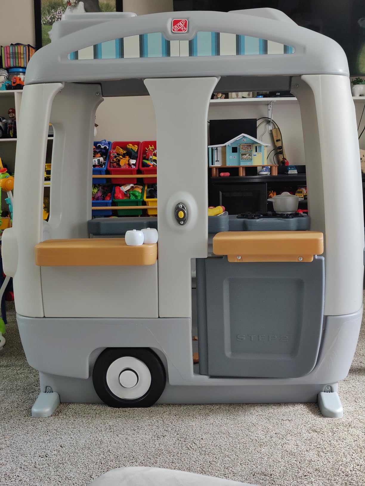 Step2 Adventure Camper Kids Playhouse, Indoor/Outdoor Playset with Kitchenette, Interactive Doorbell Sounds, 52-Piece Toy Accessories, Durable Plastic, For Toddlers 2+ Years customer photo 1