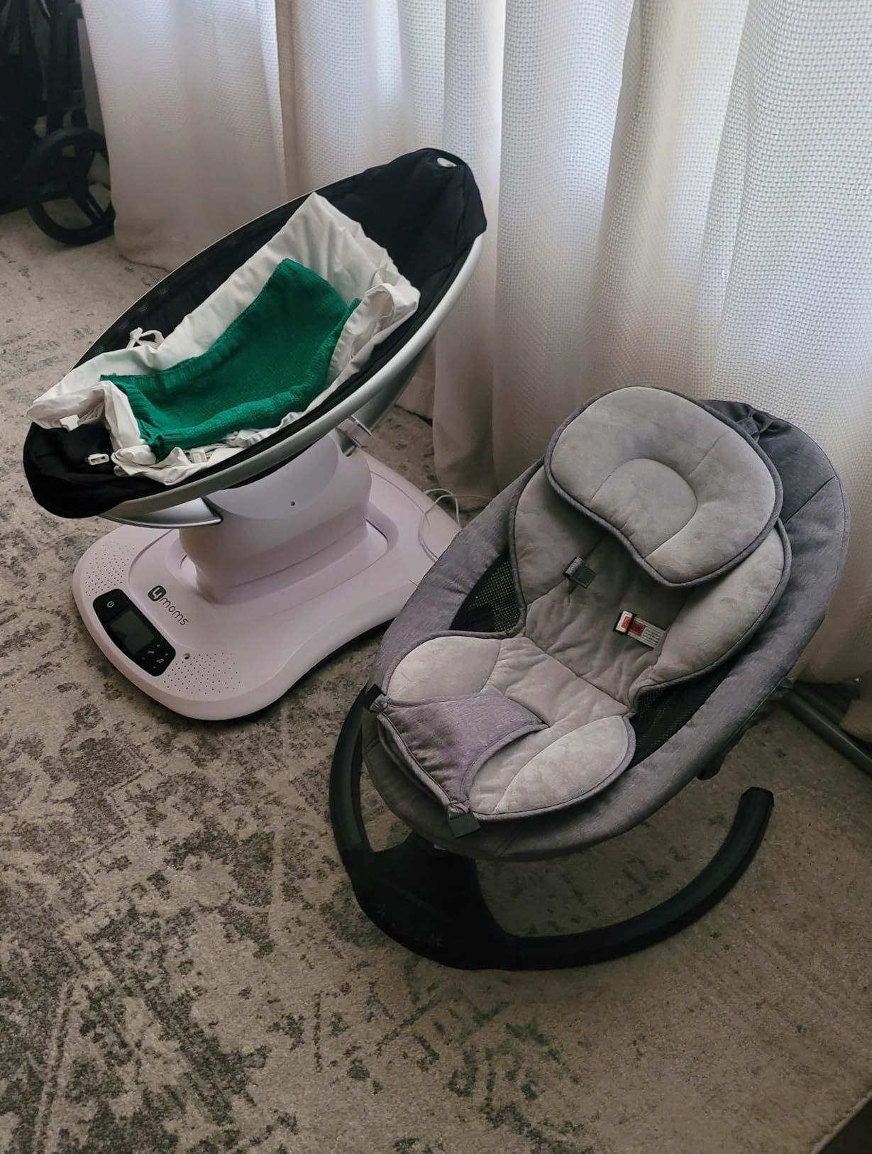 LAREX Baby Swing for Infants to Toddler with Remote Control & Bluetooth | Portable Electric Infant Rocker with 5 Sway Speeds & Timers, 10 Melodies, 3-Point Harness, Max 20 lbs, 0-6 Months, Black customer photo 2