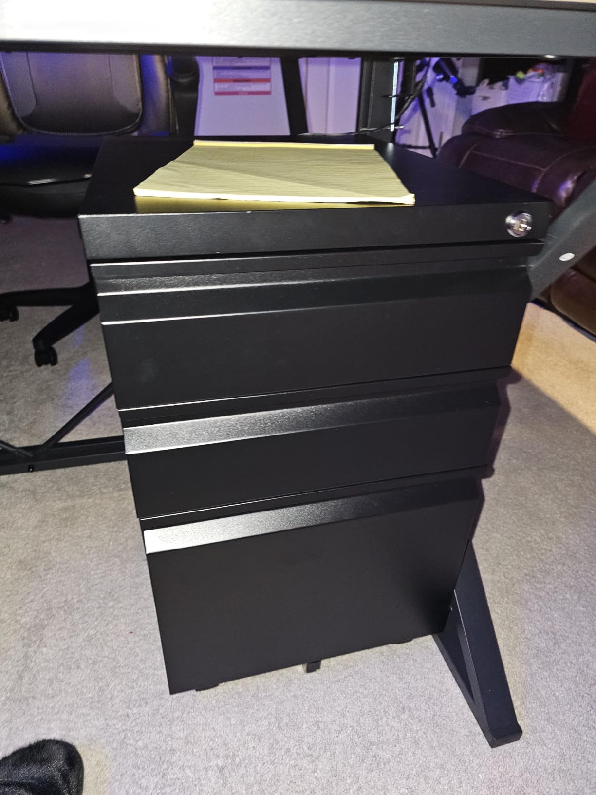 Letaya 3 Drawer Mobile File Cabinet with Lock, Under Desk Metal Filing Cabinets for Home Office Organizer Letters/Legal/A4 (Fully Assembled-Black) customer photo 2