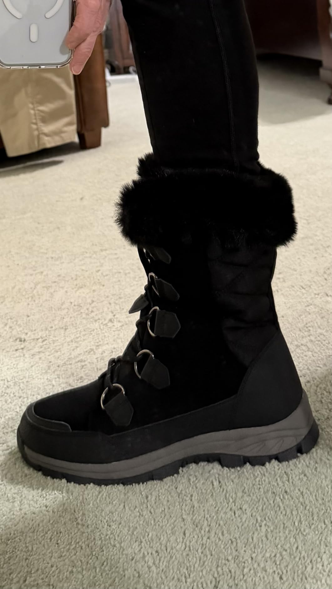 DREAM PAIRS Women's Waterproof Winter Snow Boots, Warm Comfortable Faux Fur Insulated Non-Slip Outdoor Lace-Up Florin Mid Calf Booties customer photo 1