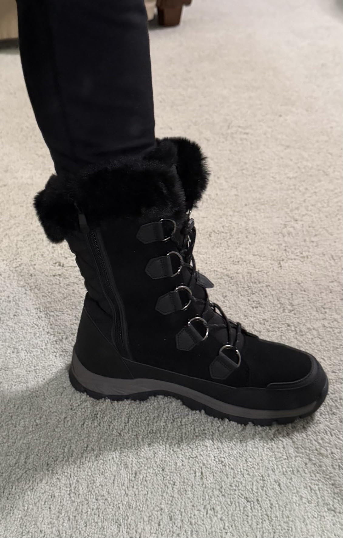 DREAM PAIRS Women's Waterproof Winter Snow Boots, Warm Comfortable Faux Fur Insulated Non-Slip Outdoor Lace-Up Florin Mid Calf Booties customer photo 2