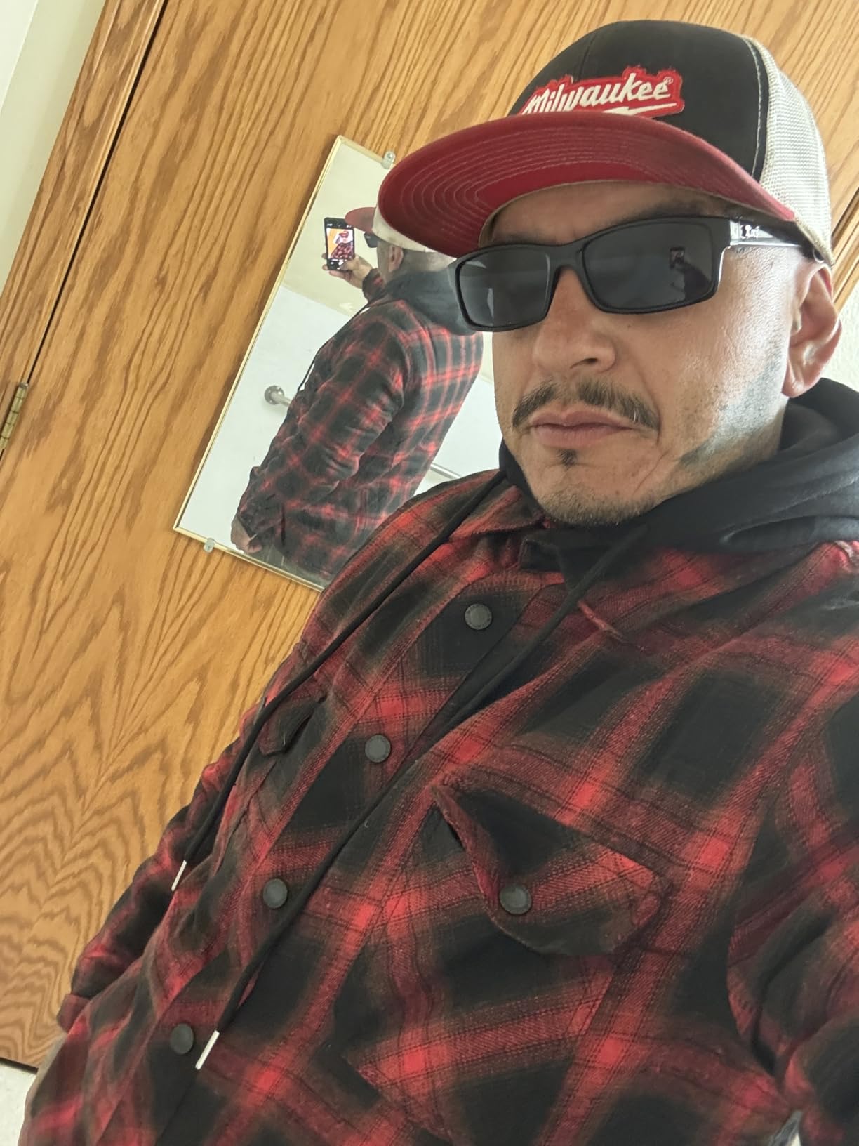 ZENTHACE Men's Thicken Plaid Hooded Flannel Shirt Jacket with Quilted Lined,Zipper&Snap customer photo 2